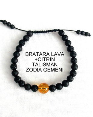 Bratara LAVA+CITRIN*Zodia Gemeni*Talisman norocos