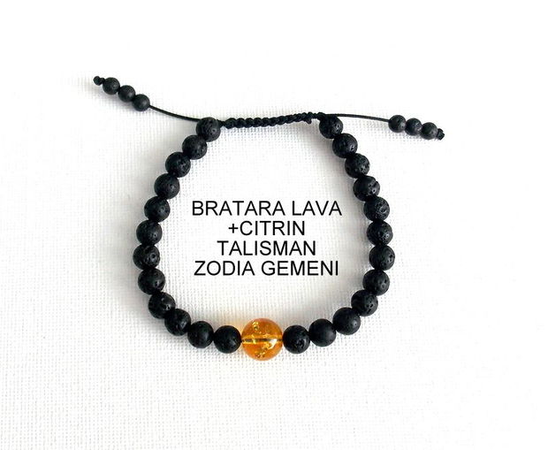 Bratara LAVA+CITRIN*Zodia Gemeni*Talisman norocos