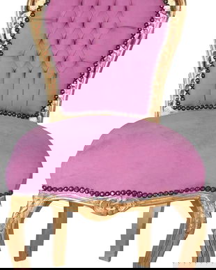 Scaun baroc auriu cu tapiterie fuchsia