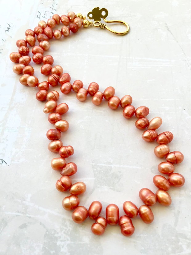 Colier perle de cultura portocalii