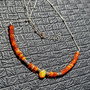 Colier argint opal de foc etiopian oranj heishi disc brioleta lant argint minimalist boho chic trendy - Transwport gratuit
