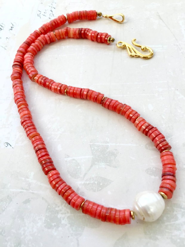 Colier CHOKER sidef portocaliu