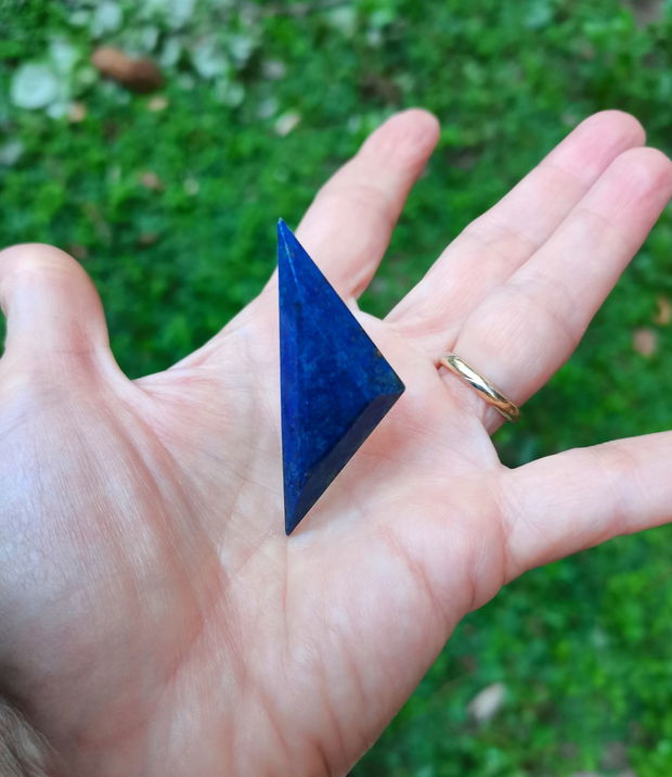 Inel Lapis lazuli si Argint 925 - IN1411 - Inel albastru reglabil, cadou sotie, inel cadou, bijuterii cadou, bijuterii lapis lazuli, inel triunghiular, cristale vindecatoare, cristaloterapie, cristale de colectie