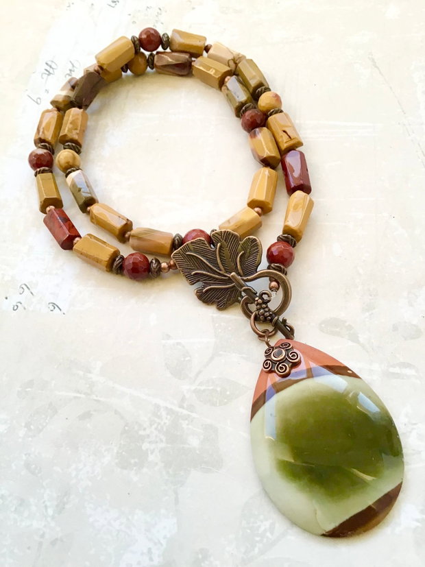Colier vintage Jasp mokait / mocait