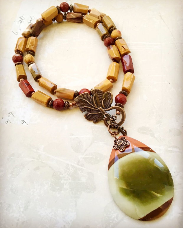 Colier vintage Jasp mokait / mocait