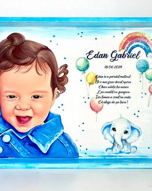 Tava Mot cu Portret pictat si elefantei