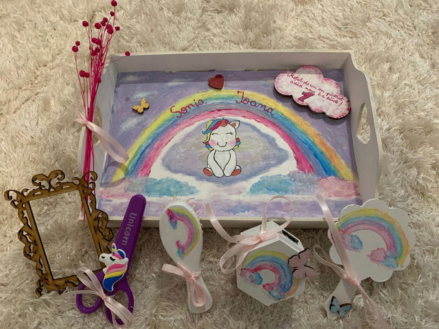 Set Moț Unicorn roz fetițe Personalizat