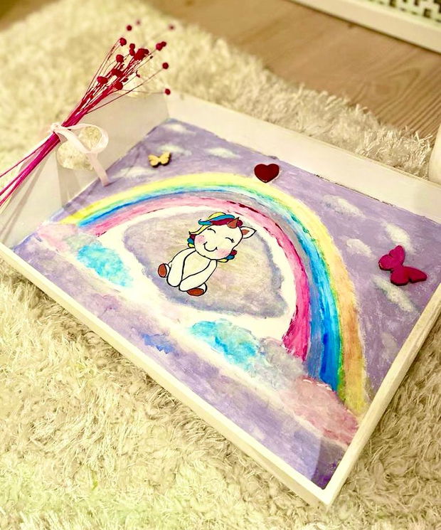 Set Moț Unicorn roz fetițe Personalizat