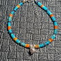 Bratara argint opal de foc etiopian albastru oranj negru disc heishi charm argint minimalista multicolora boho chic trendy cadou - Transport gratuit