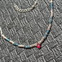 Colier argint diamant brut albastru rubin picatura lant argint minimalist boho chic trendy - Transport gratuit