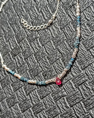 Colier argint diamant brut albastru rubin picatura lant argint minimalist boho chic trendy - Transport gratuit