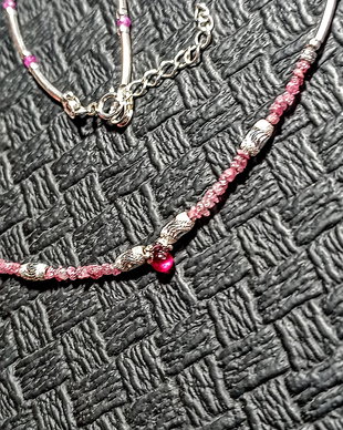 Colier argint diamant brut roz rubin minimalist boho chic trendy cadou - Transport gratuit