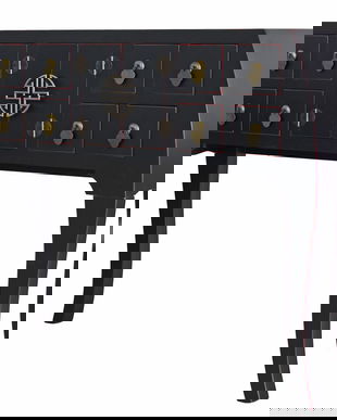 Consola exotica neagra cu opt sertare