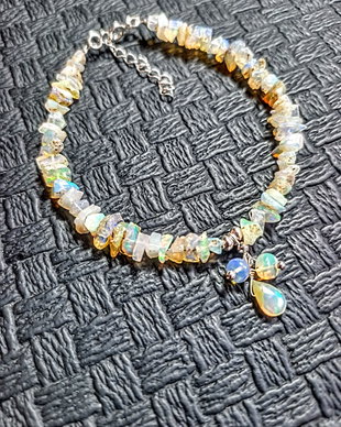 Bratara argint opal de foc etiopian brut brioleta charm boho chic trendy cadou - Transport gratuit