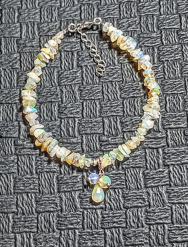 Bratara argint opal de foc etiopian brut brioleta charm boho chic trendy cadou - Transport gratuit
