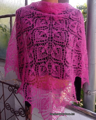 Sal tricotat fucsia, mohair cu matase