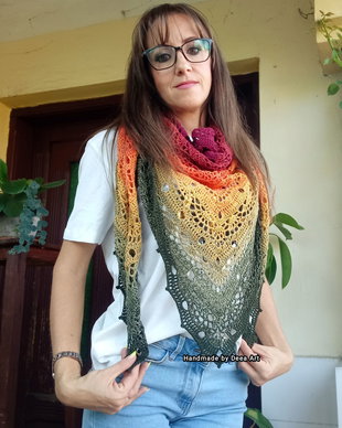 Sal/eșarfă croșetat/a manual toamna