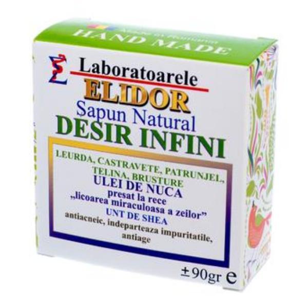 Sapun Solid hidratant, detoxifiant, antiimbatranire cuUlei de nuca presat la rece, extract de leurda, castravete, patrunjelL, telina, brusture Desir Infini Elidor, 90 g