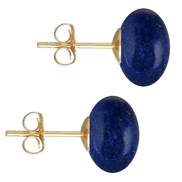 Cercei Aur Galben de 14 karate, Tip Surub, cu Pietre Semipretioase Naturale de Lapis Lazuli de 12 mm, Kaskadda