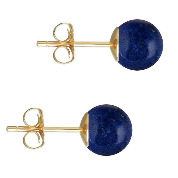 Cercei Aur Galben de 14 karate, Tip Surub, cu Pietre Semipretioase Naturale de Lapis Lazuli de 8 mm, Kaskadda