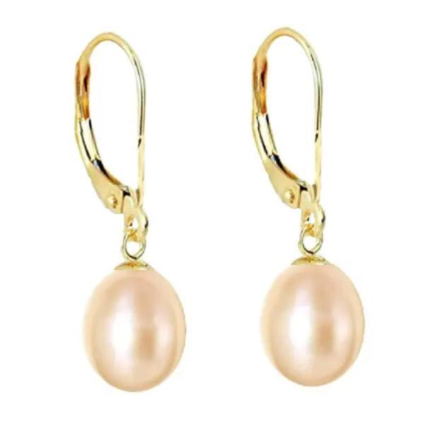 Cercei Aur Galben de 14k cu Perle Naturale Premium Crem, Forma Lacrima, de 8/5 mm, Kaskadda