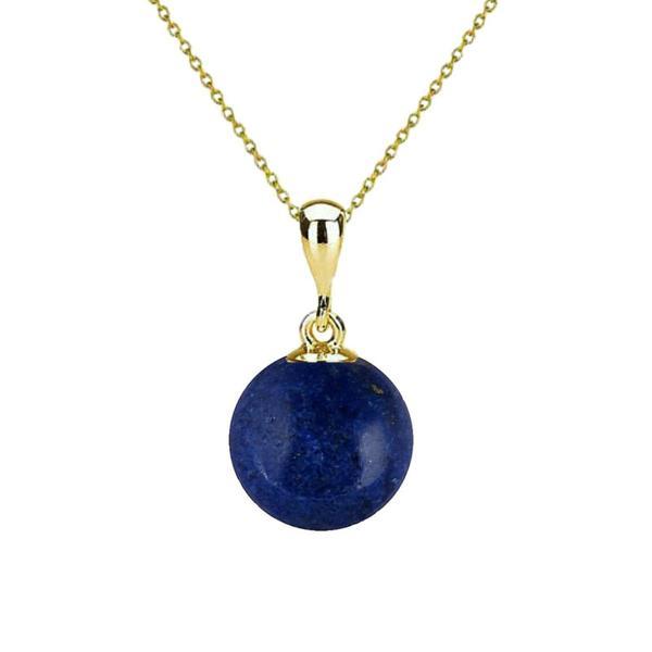 Colier Aur cu Pandantiv Aur de 14 karate si Piatra Semipretioasa Naturala de Lapis Lazuli de 8 mm, Kaskadda