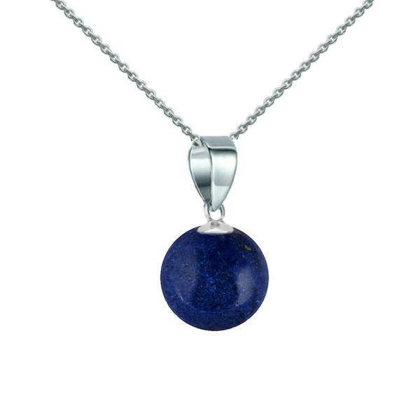 Colier Argint cu Pandantiv Argint si Piatra Semipretioasa Naturala de Lapis Lazuli de 8 mm, Kaskadda