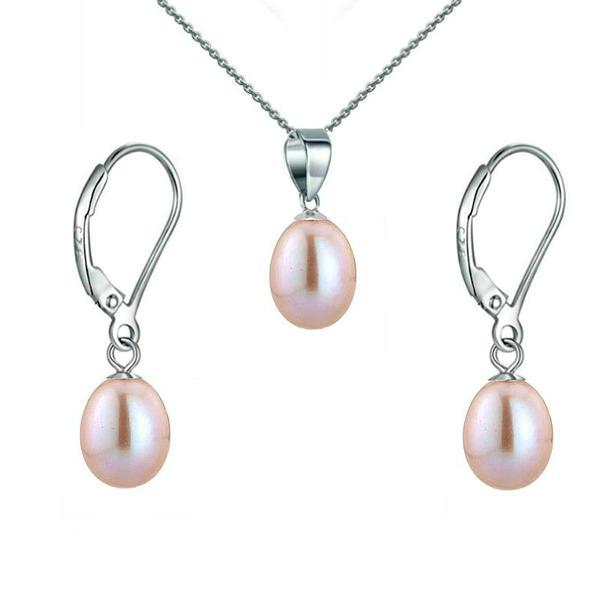 Set Argint 925 si Perle Naturale Teardrops Lavanda, Kaskadda