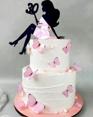 Topper Aniversare Lady PERSONALIZAT Varsta + Rochita