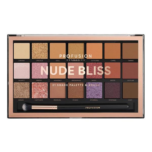 Paleta Farduri, 21 Nuante si 1 Pensula - Profusion Cosmetics Nude Bliss, 245 g