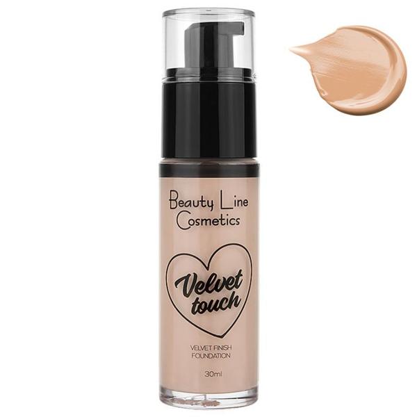 Fond de Ten Lichid - Cream Team Velvet Touch Finish Foundation Beauty Line Cosmetics, nuanta BL44 018 Nr. 08 Golden Tan, 30 ml