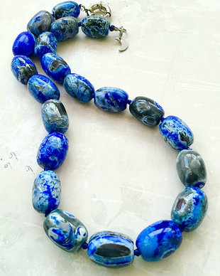Colier vintage agate indigo