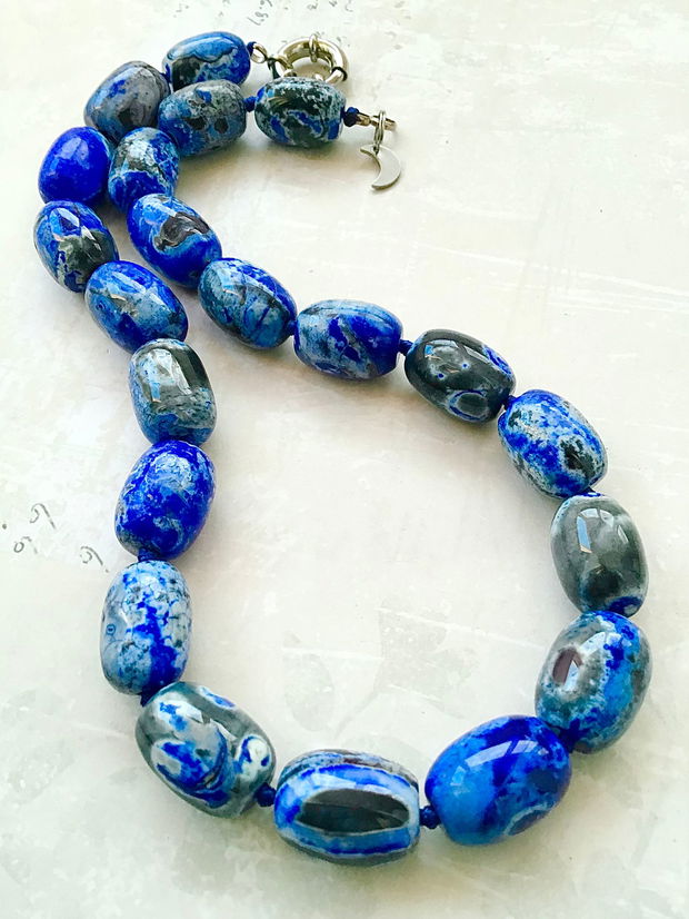 Colier vintage agate indigo