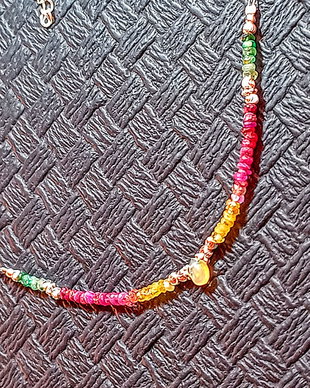 Rezervat Colier argint opal de foc etiopian safir galben rubin smarald ombre gradient degradelant argint minimalist boho chic trendy - Transport gratuit