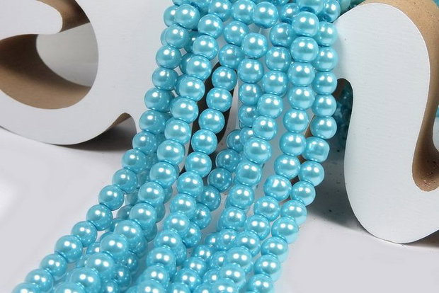 Perle din sticla, 6 mm, turcoaz-48