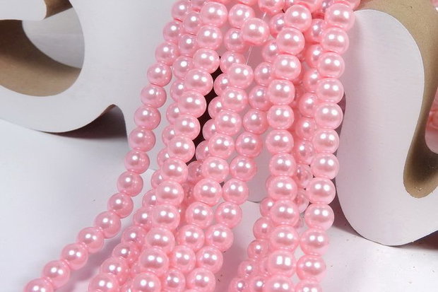 Perle din sticla, 6 mm, roz-53