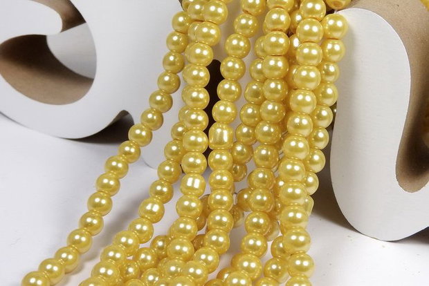 Perle din sticla, 6 mm, galbene-31