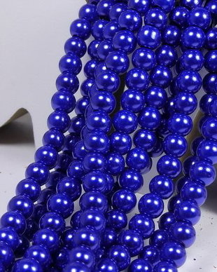 Perle din sticla, 6 mm, albastru inchis-19