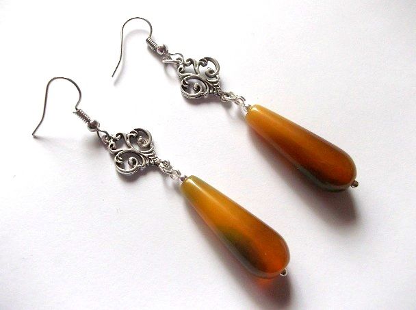 cercei agate verde mustar 46289