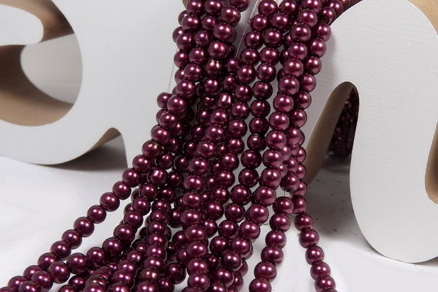 Perle din sticla, 4 mm, visinii-72