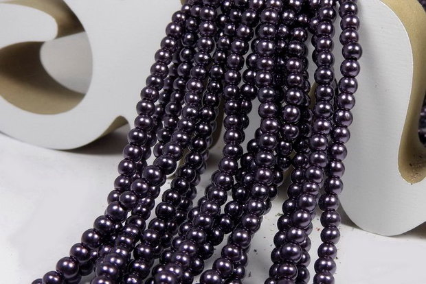 Perle din sticla, 4 mm, mov inchis-20