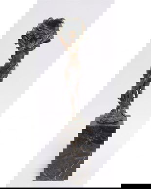 Dansatoare cu esarfa- statueta din bronz pe un soclu din marmura