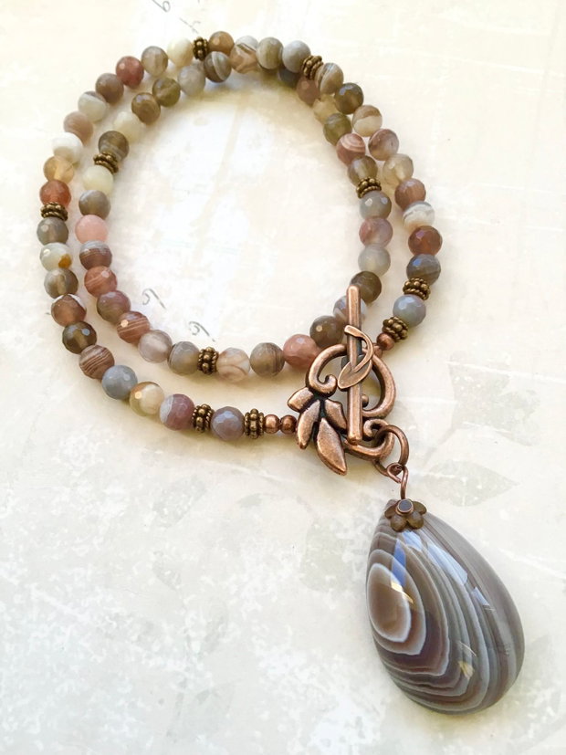 Colier agate Botswana