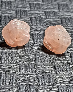 Cercei argint cuart roz gravat floare tija argint minimalisti boho chic trendy  cadou - Transport gratuit