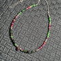 Colier argint rubin in zoisit rubelit turmalina rosie brioleta lant argint minimalist boho chic trendy cadou - Transport gratuit