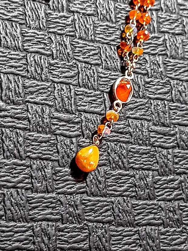 Colier argint opal de foc etiopian carneol lnt argint brioleta minimalist boho chic trendy cadou - Transport gratuit