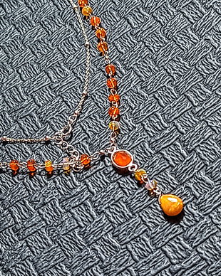 Colier argint opal de foc etiopian carneol lnt argint brioleta minimalist boho chic trendy cadou - Transport gratuit