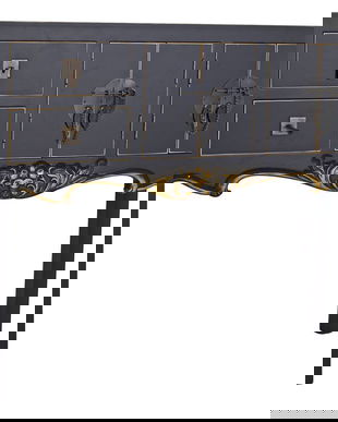 Consola exotica neagra cu doua sertare