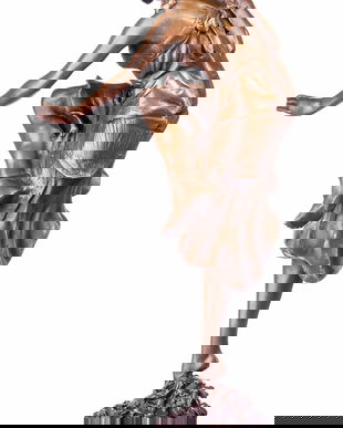 Dansatoare hindusa-statueta din bronz pe soclu din marmura