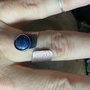 Inel reglabil din cupru gravat chimic, argint 925 si cabochon de lapis lazuli